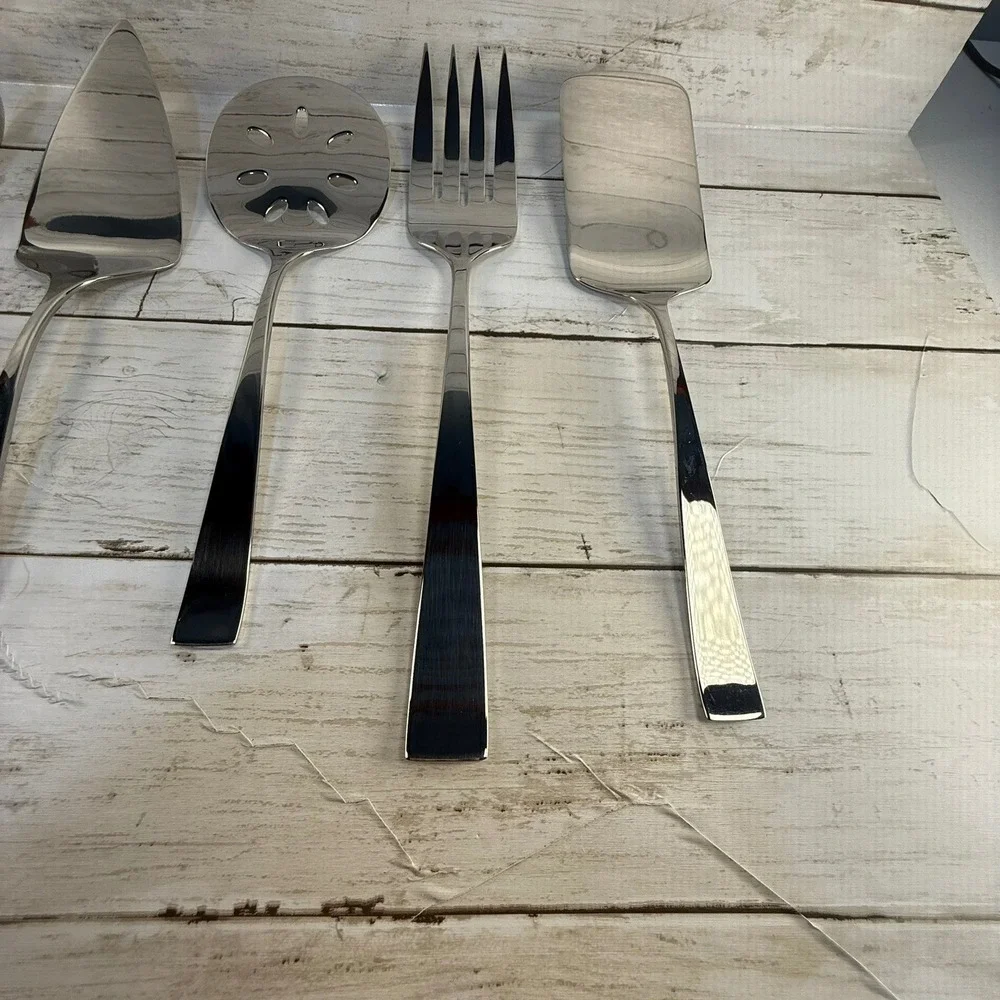NIB Lenox 7 Piece Hostess Serving Set Stainless Steel Ladle Tongs Cake Server